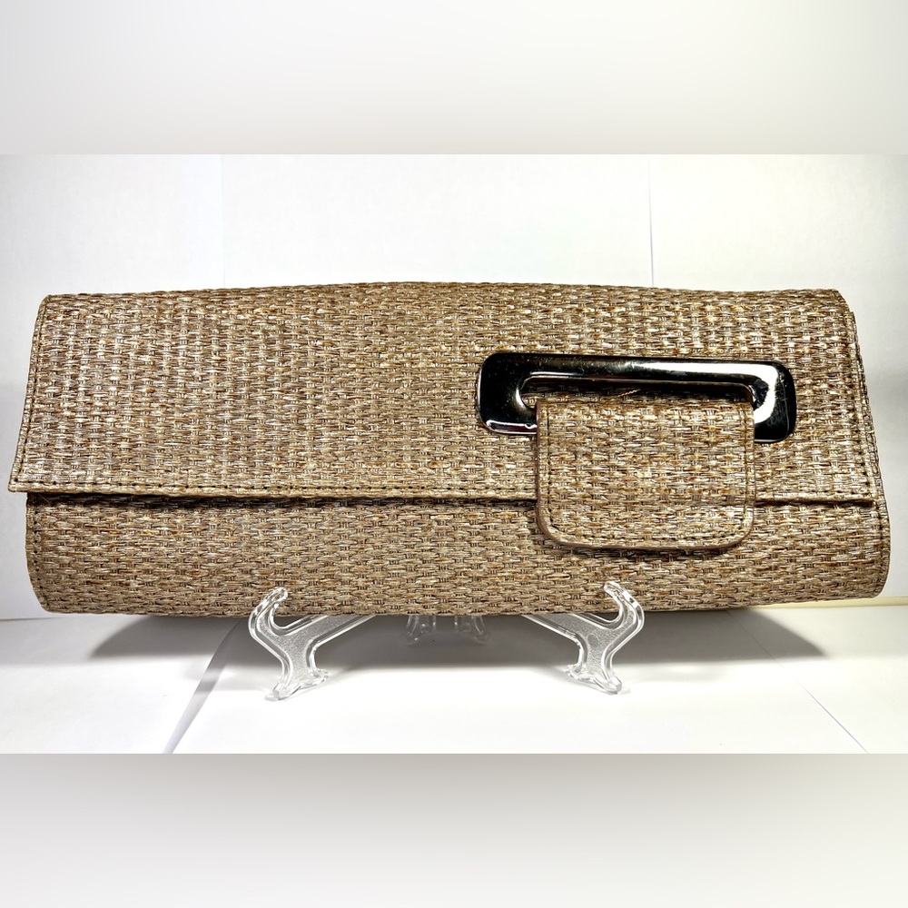 Big Buddha Brown Raffia Clutch/Purse